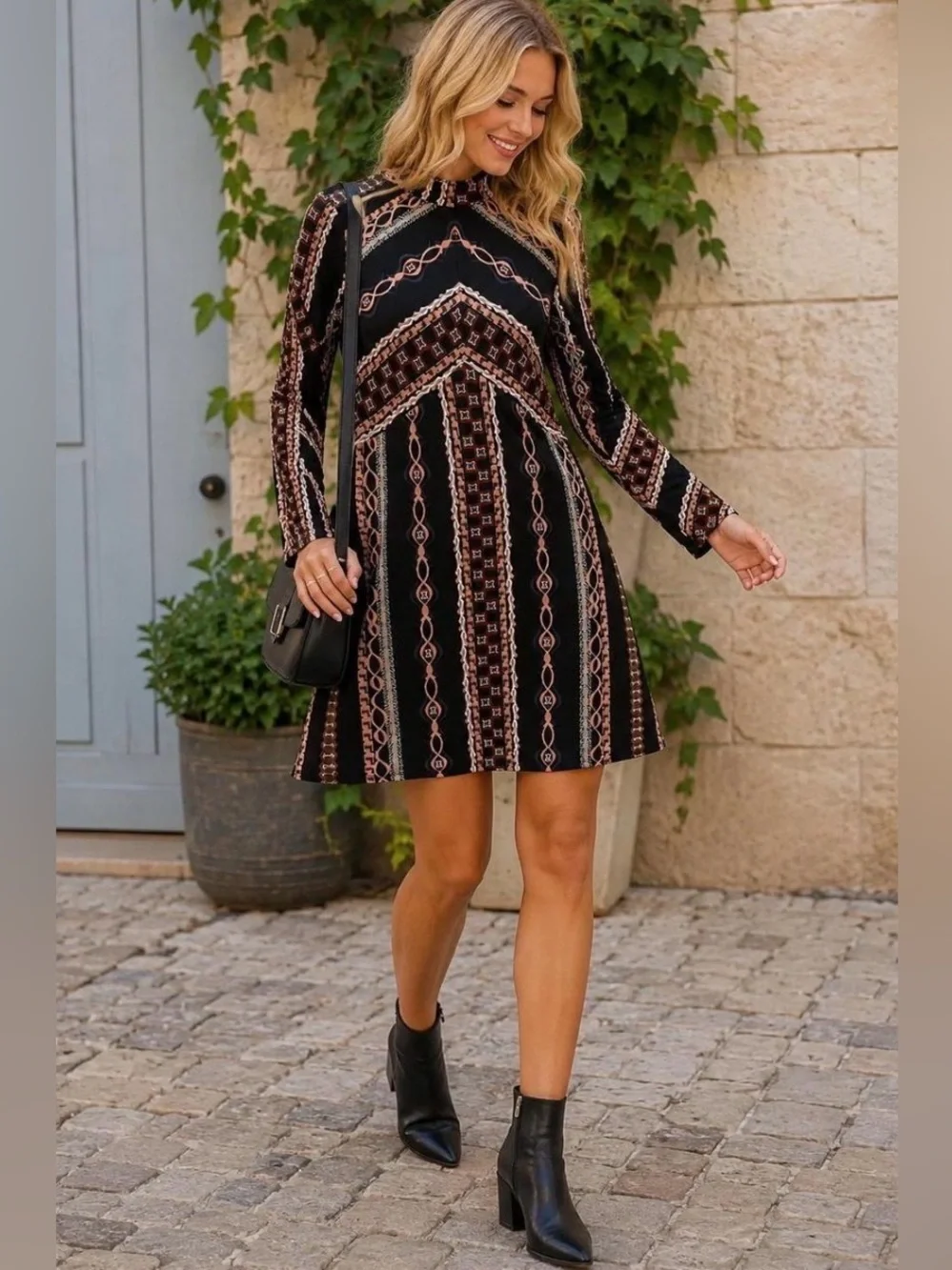 Free People Stella Black Mini Dress-Large Retro 70’s Boho Whimsigoth Indie